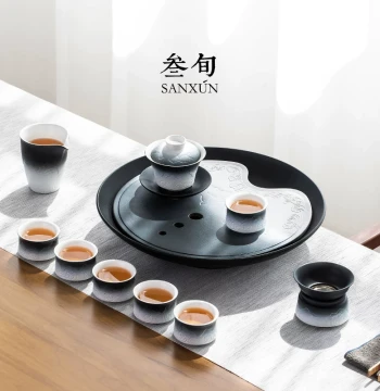 Sanxun Shanhaiguan Tea Set for Home and Office Brewing, Premium Chinese Gongfu Tea Set with Light Luxury Style, Ideal Gift