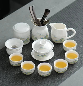 Dehua White Porcelain Gaiwan Gongfu Tea Set Luxury High-End Office Tea Chinese Event Gift