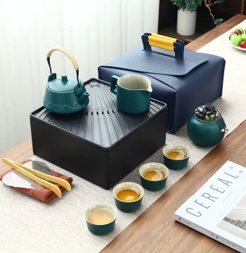 Travel Tea Set Outdoor Kung Fu Teacup Home Office Ceramic Teapot Modern Minimalist Tea Tray Gift
