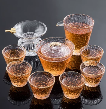 Japanese Glass Tea Set, Lightweight Luxury Kung Fu Tea Cups, Premium Gaiwan for Home and Office