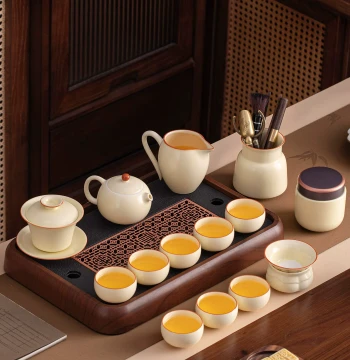 2026 New Kung Fu Tea Set Complete Ceramic Teapot Cup Tray Premium Guest Hosting