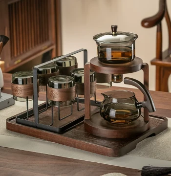 Fully Automatic Glass Tea Set with Magnetic Teapot, Complete Kung Fu Tea Station for Home, Lazy Brewing Tool
