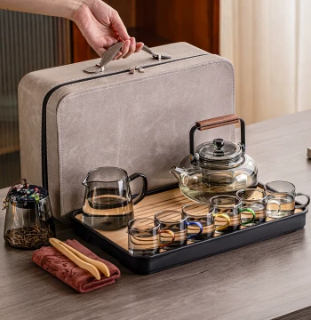2025 New Glass Travel Tea Set - Portable Outdoor Kung Fu Teapot and Cup Kit