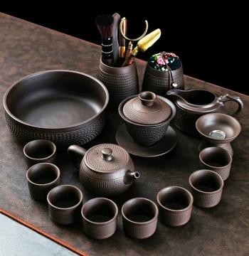 Zisha Carved Kung Fu Tea Set 2026 New Hanwa Teapot Cup Complete Brewing Set Home Use