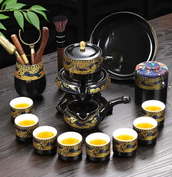 Lazy Automatic Kung Fu Tea Set with Six Gentlemen Accessories 2026 New Style Complete Ceramic Tea Station for Home Use
