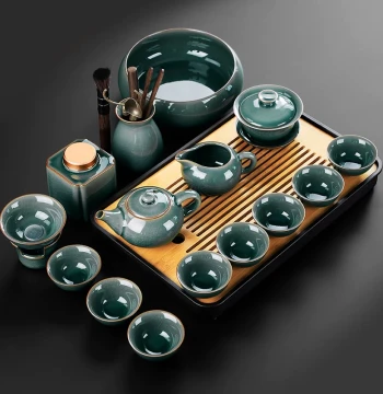 Ge Kiln Tea Set 2025 New Kung Fu Tea Set Teapot Brewing Complete Set Home Gaiwan Teacup Tea Tray Chinese Style