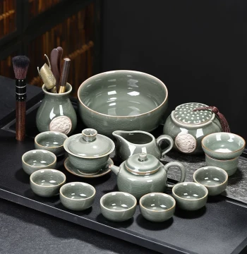 Ge Kiln Gongfu Tea Set 2026 New Arrival Premium Home and Office Chinese Style Complete Ceramic Teacup Brewing Kit