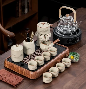 Complete Tea Set with Tea Tray, New 2026 Split-Style Home Kung Fu Tea Set for Lazy Automatic Brewing