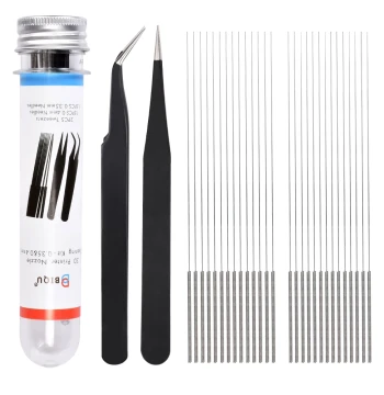 3D Printer Accessories Nozzle Cleaning Drill Bit Set Stainless Steel Cleaning Needle Unclogging Tool Kit with Tweezers