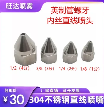 304 Stainless Steel Straight Pointed Bullet Liquid Jet Nozzle Internal Thread Water Column Spray Tip