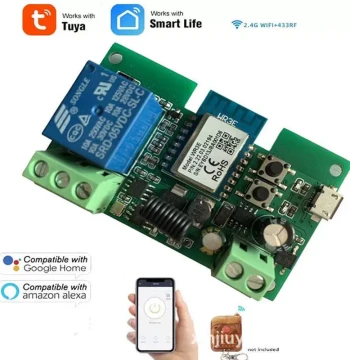 Tuya Smart 5V/12V WiFi Switch Module with Momentary/Self-Locking Function and Alexa Voice Control