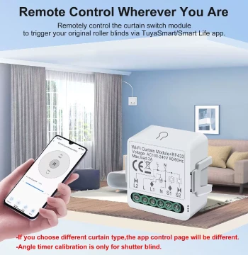 WiFi On/Off Controller RF Smart Curtain Switch Mini Circuit Breaker Module with Remote Voice Control