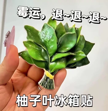 Pomelo Leaf Refrigerator Magnet: Lucky Charm to Ward Off Bad Luck – Creative Acrylic Decor with Fun & Premium Design