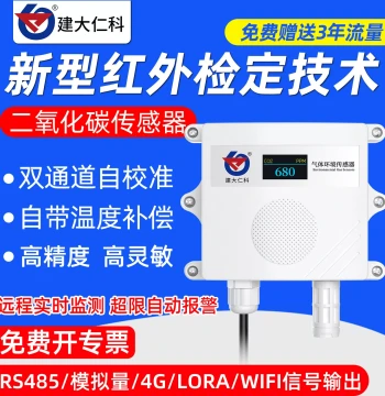 CO2 Sensor Transmitter for Gas Concentration Detection, RS485 Interface for Industrial, Agricultural, Greenhouse, and Breeding Applications