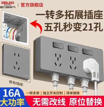 Delixi Expandable Wall Socket (Type 86) - Multi-Function Replacement Panel for High-Power Surface Mounting
