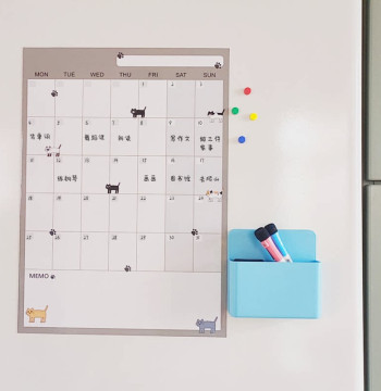 Refrigerator Magnet Whiteboard with Calendar, Monthly Planner, Self-Discipline Chart, and Erasable Memo Pad