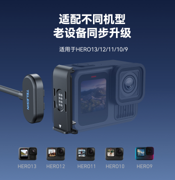 Telesin Magnetic Charging Side Door + Power Cable Kit for GoPro 13/12/11/10/9 Camera Accessories