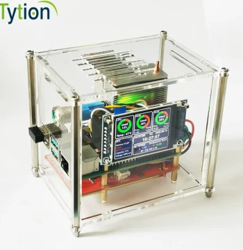 Raspberry Pi 4B UPS Uninterruptible Power Supply Kit with Acrylic Case, Ice Tower Fan, and IPS Screen System Monitor