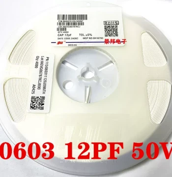 0603 SMD Capacitor 1608 12PF 5% 12P/50V, Non-Polarized Ceramic SMD Capacitor, Full Reel