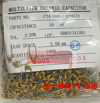 P=5.08MM Pitch Monolithic Ceramic Capacitor 103 104 105 0.01UF/0.1UF/1UF Non-Polarized