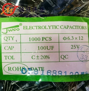 In Stock Domestic Full-Series Non-Polarized Aluminum Electrolytic Capacitors 25V 100uF, Size 6.3*12