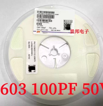0603 SMD Capacitor 1608 100PF 101K 100P/50V 5%/10% Ceramic Non-Polarized Capacitor