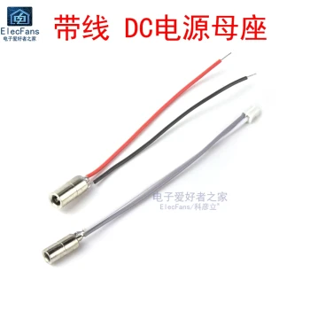 DC Power Jack with Wires, Soldered DC 3.5-1.35mm Female Charging Connector, 3.5mm Hole Diameter Single Female Socket