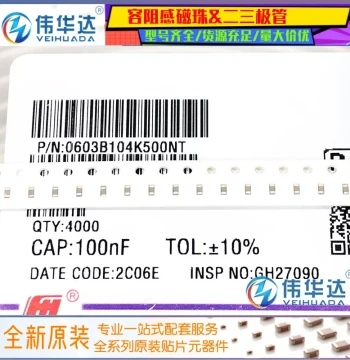 SMD Capacitor 0603 104K 100NF 0.1UF 50V 100V X7R Non-Polar Ceramic 1608