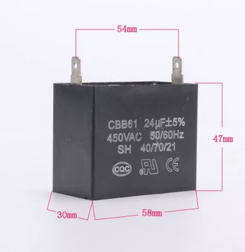 CBB61 Capacitor 24UF 450V Single-Phase Gasoline/Diesel Generator Start Capacitor Accessory Tab
