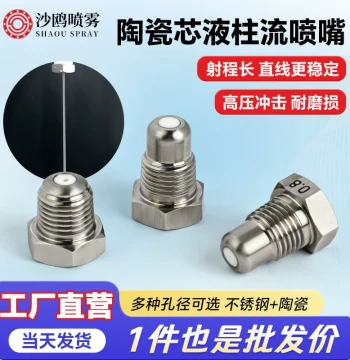 304 Stainless Steel Inserted Ceramic Nozzle 1/4 Thread High-Pressure Straight Jet for Paper Industry Flushing and Cleaning