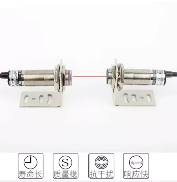 M18 Laser Through-Beam Photoelectric Switch E3F-30L/C, 30m Long-Range Detection, Normally Open Adjustable Inductive Sensor