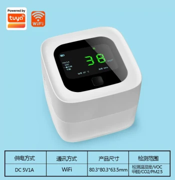 PM2.5 Temperature and Humidity Sensor, Smart High-Precision Indoor Home Environmental Monitor with Remote Mobile Viewing