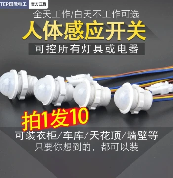 220V Infrared PIR Sensor Switch Compact Module Concealed Probe for Hallways, Smart Delay Light & Sound