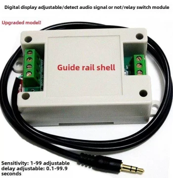 Sound Detection Sensor Module with Audio/Headphone Input to Control Relay Switch 5/12/24V with Enclosure