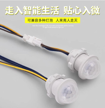 220V Infrared Human Body Sensor Switch Module, Recessed Installation Probe for Smart Delay Lighting in Hallways and Corridors