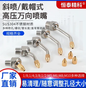 Machine Tool Universal Spray Nozzle, Stainless Steel Capped High-Pressure Cooling Water Jet with External Thread, Recommended Industrial Nozzle