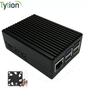 Raspberry Pi 5th Gen Developer Board Aluminum Alloy Case with Built-in Metal Heat Sink and 4-Wire PWM Speed-Control Fan
