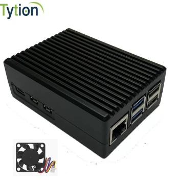Raspberry Pi 5 Development Board Aluminum Alloy Case with Integrated Metal Heat Sink, Chassis Includes 4-Wire PWM Speed-Control Fan