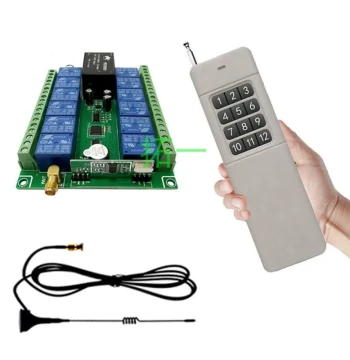 220V AC 12-Channel Wireless Remote Control Switch for Water Pumps, Lights, and Motors - 12-Channel Relay Module