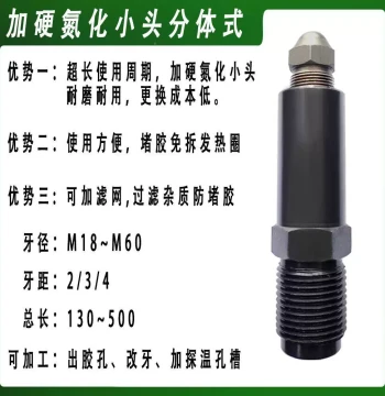 Hardened Injection Nozzle, Non-Disassembly Type for Haitian, Zhenhua, Xiongli, Jinli 579 Nitrogen Injection Molding Machines, Split Mother-and-Child Nozzle Head