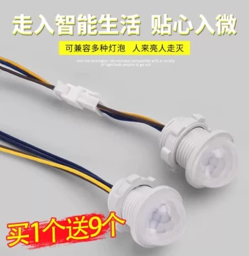 220V Infrared PIR Motion Sensor Switch Adjustable 12V Recessed Probe Stairwell Smart LED Light Delay Module