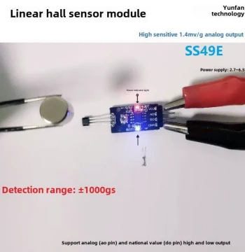 Linear Hall Sensor Module, High Sensitivity 1.4mV/G Analog Output for Magnetic Field Strength Detection