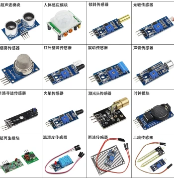 Sensor Module Learning Kit Compatible with Raspberry Pi, STM32, UNO R3, and 51 Microcontrollers (16/37/45 Types)