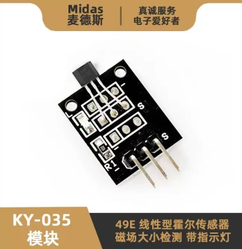 KY-035 Linear Hall Sensor Module 49E Analog Magnetic Field Polarity and Magnitude Detection