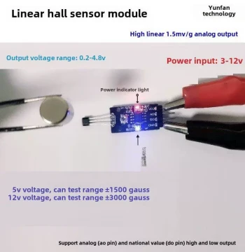 Linear Hall Effect Sensor Module - High Sensitivity 1.5mV/G Analog Output for Magnetic Field Strength (Customizable Model Y31)