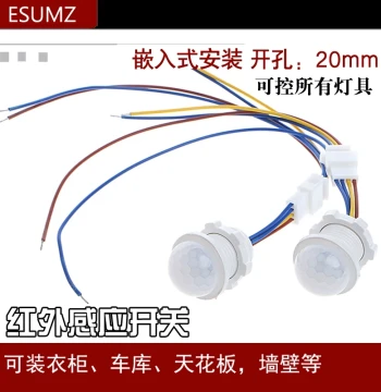 Smart Embedded 110V-220V PIR Infrared Motion Sensor Switch Module, Probe for Home Hallways and Wardrobes