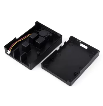 Raspberry Pi 5 Dedicated Aluminum Alloy Striped Slotted Metal Case with Cooling Fan and Thermal Columns