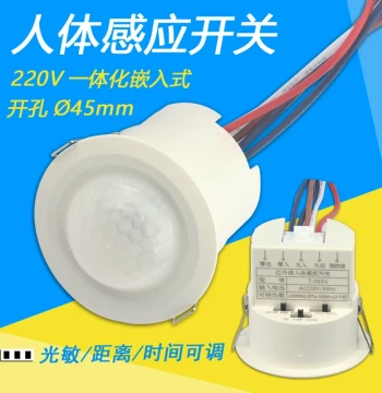 Embedded PIR Motion Sensor Switch 220V Home Infrared Detector Probe Smart Delay Module for Hallways