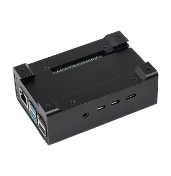 Waveshare Raspberry Pi 4 Dedicated Industrial DIN Rail Enclosure Aluminum Case with Cooling Fan/Heatsink