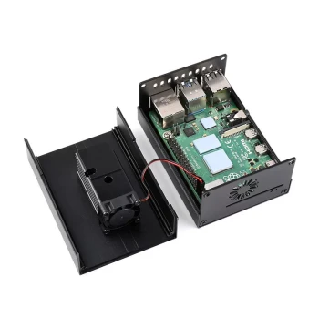 Raspberry Pi 4 Finned Case with Dedicated Aluminum Alloy Striped Heat Sink and Fan